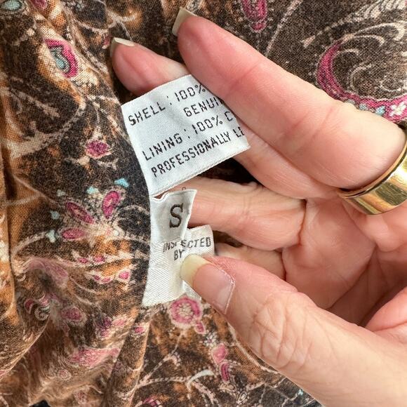 Winlit Vintage Tan Black Suede & Denim Acid Wash Animal Print Biker Jacket S - Picture 9 of 16